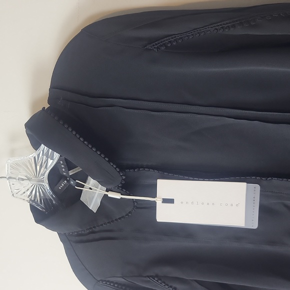 ENDLESS ROSE Black Semi-sheer ER-Pintuck Embroidered Retro Long Sleeve Blouse - Picture 2 of 14